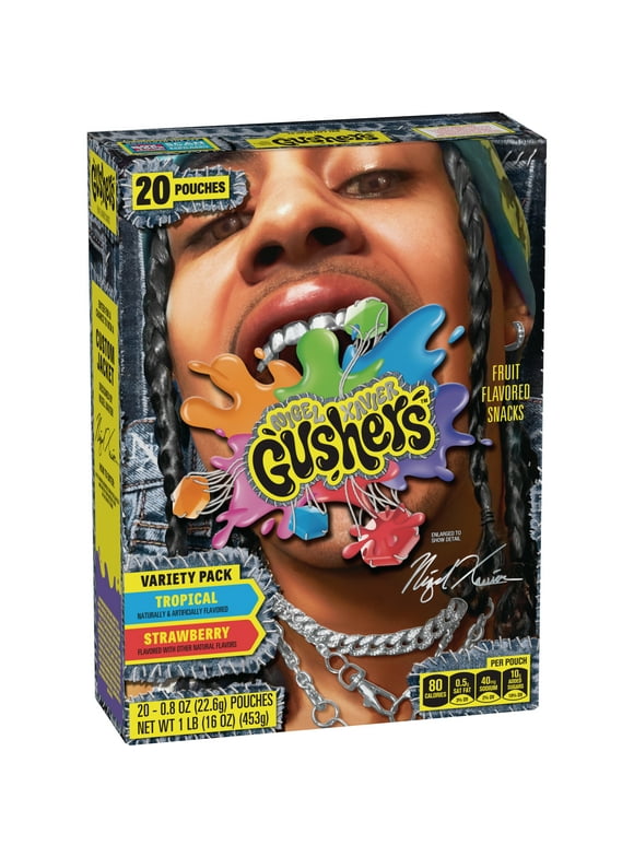 Nigel Xavier Gushers Fruit Flavored Snacks Variety Pack, Collectible Box, 20 Ct, 16 oz