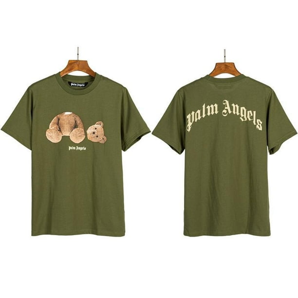 Versión correcta de PA camiseta de manga corta Palm Angel Decapitated Bear Angels Butterfly Print Teddy Bear Love Half Sleeveoso verde decapitado