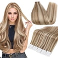 thumbnail image 1 of Extensiones de cabello humano con cinta adhesiva de 20 pulgadas y brillo intenso, color rubio 613, 10 reflejos, invisibles, 20 unidades, 50 g, para mujer., 1 of 1