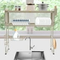 thumbnail image 5 of 2-Tier Over The Sink Dish Drying Rack Carbon Steel Large Cutlery Drainer White 33.46x11.81x31.49in Dish Drainer Rack, 5 of 13