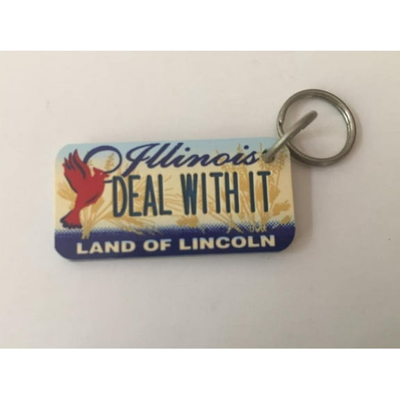 Illinois Land of Lincoln Deal With It Name Keychain Key Holder Key Ring New