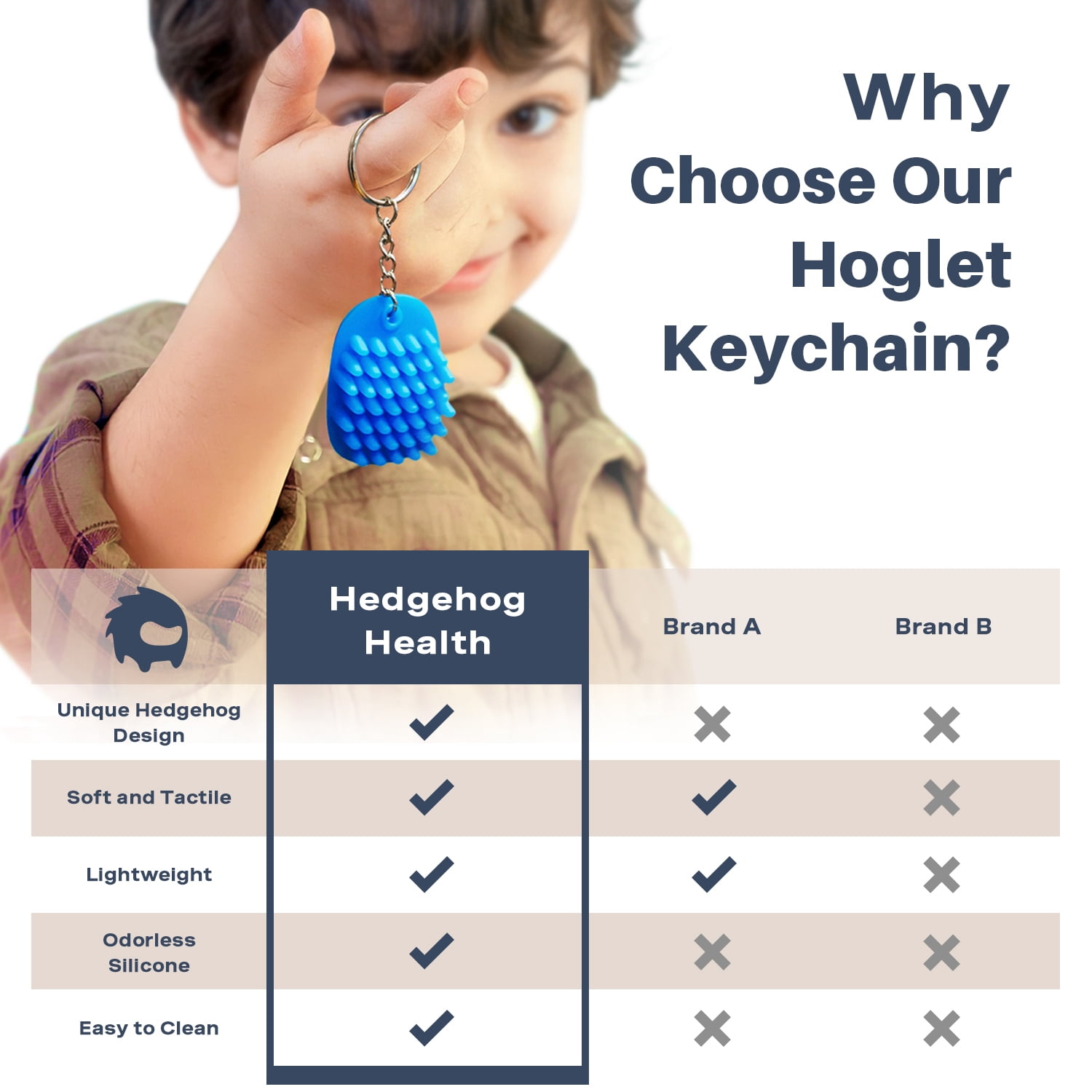 Hedgehog Fidget Keychain, Blue