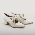 thumbnail image 6 of White Women'S Heels With A Block Heel, Lace-Up Ankle Strap, Hollow Out Design, Pu Material For A Clean And Stylish Fit, 6 of 8