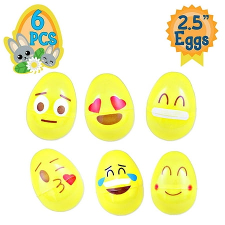 Playoly 6 Pack Fillable Emoji Easter Egg Hunt Party Supply Pack - 2.5