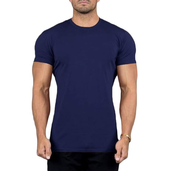 SOCKS'NBULK 6 Pack Mens Cotton Crew Neck Short Sleeve Casual T-Shirts Navy Blue Lightweight Bulk (Navy Blue, 6X-Large)
