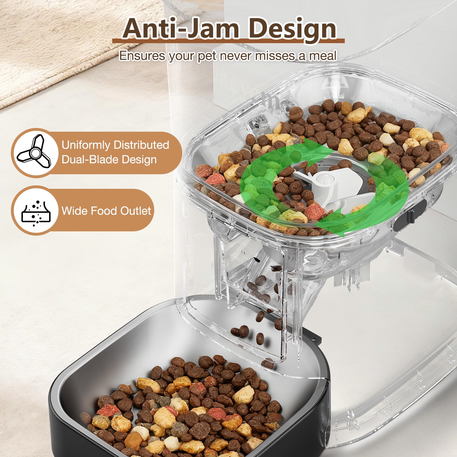 Automatic Cat Feeder with Camera, 5G WiFi Smart Food Dispenser, APP Remote Control, Timed Portion Feeding, Large Capacity Dog Cat Automatic Feeder, Black