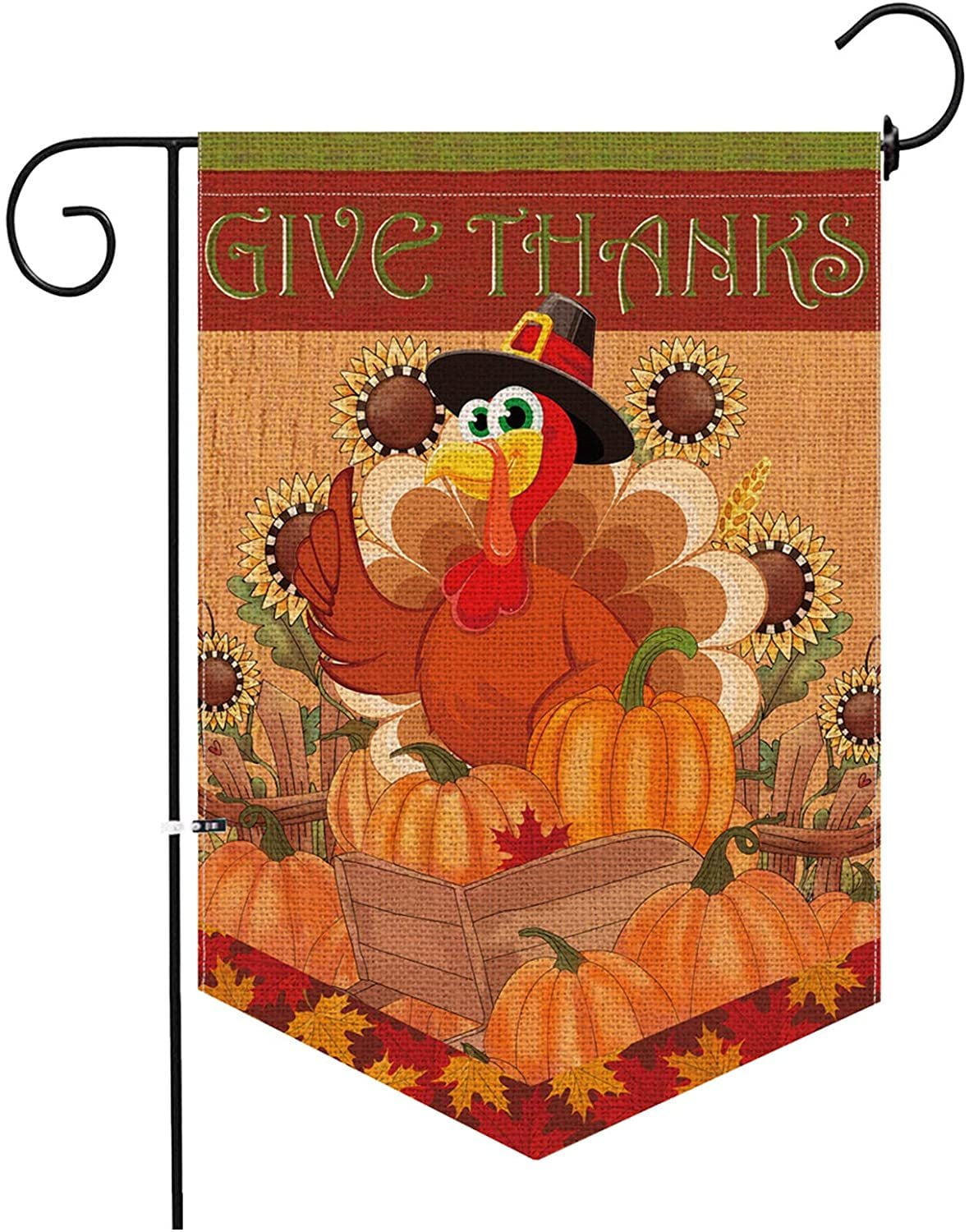 THANKSGIVING  FLAG  18" X 12"   " GIVE THANKS"  Double Sided New 