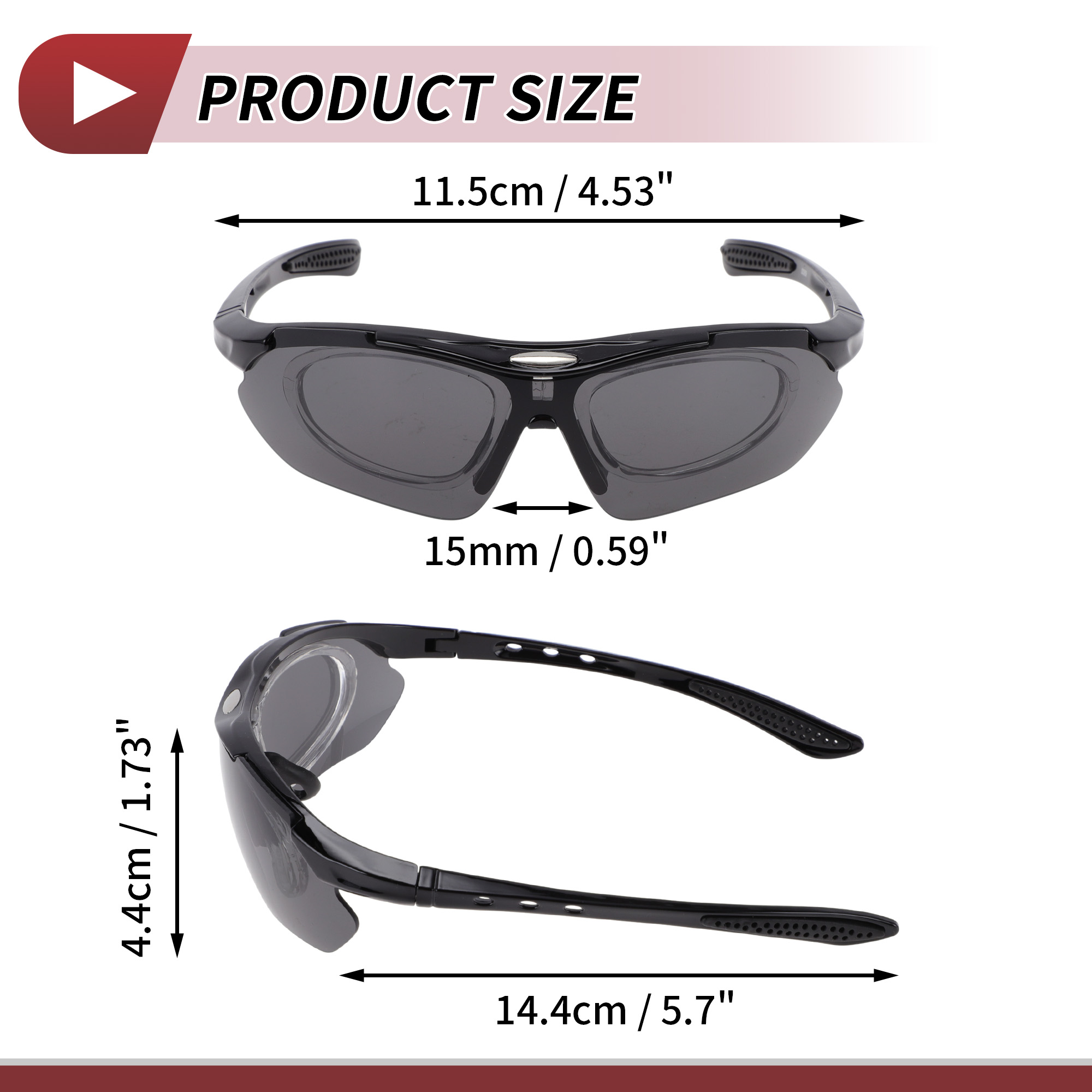 Unique Bargains 1 Set Motorcycle Riding Goggles PC PC Outdoor Sports Sunglasses for Motocross Dirt Bike ATV Dark Gray Lens Black Frame