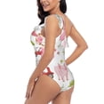 thumbnail image 4 of Picia Cow And Pig Pattern Women's One Piece Swimsuits,One Shoulder Swimwear Asymmetric ,Ruffle Monokinis Bathing Suits,High Waisted Flattering Bathing Suits-Large, 4 of 8