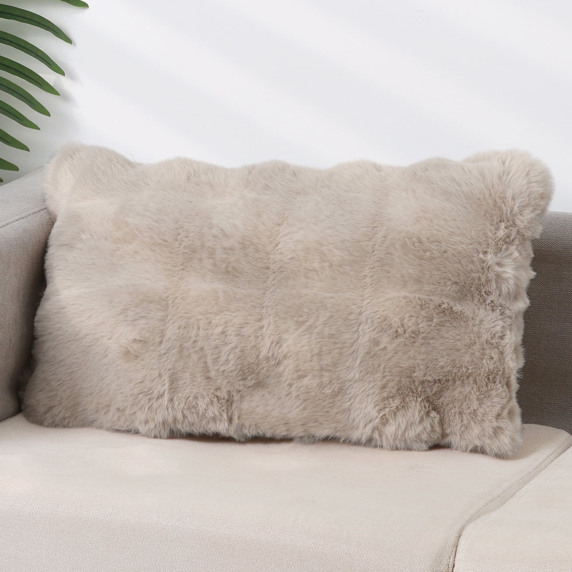 Unique Bargains Faux Fur Cozy Decorative Throw Pillow Covers Soft Plush Pillowcase 1 Pc Brown 12" x 20"