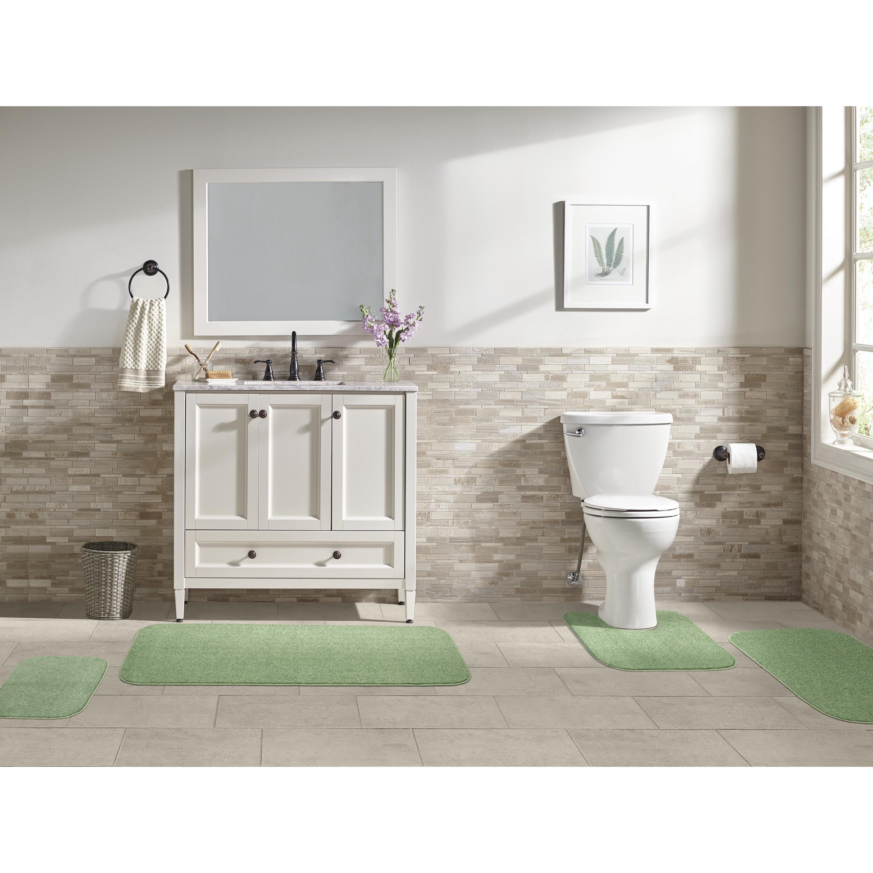 Garland Rug Gramercy Washable Bath Rug Set, 4-Piece (2 Bath Rugs, Contour Rug, Runner Rug) Deep Fern
