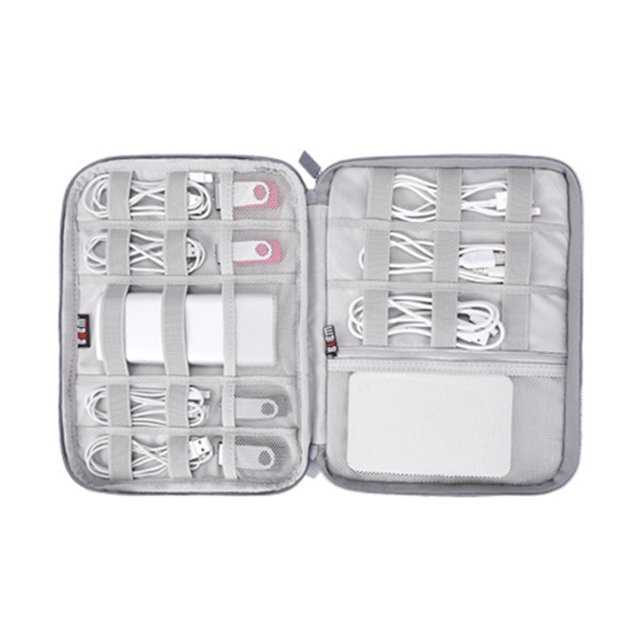 bubm Cable de teléfono Cargador Banco de baterías Banco de energía Bolsa de almacenamiento Oranizer Bolso de viaje Gris / Negro Sweethay DZ5267-08B
