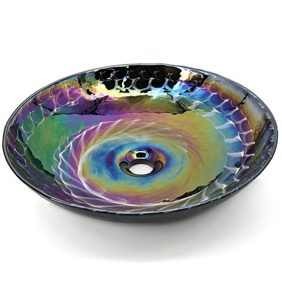 Ruvati 16 inch Murano Glass Art Vessel Circle Decorative Pattern Bathroom Sink