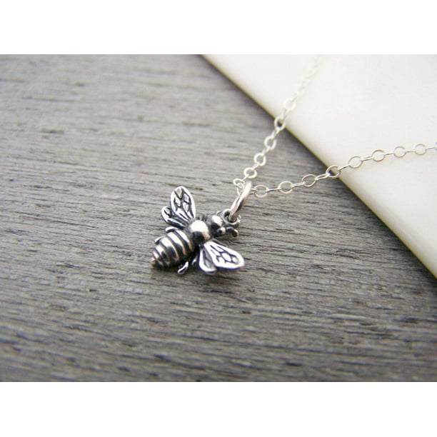 3D Bumblebee Tiny Sterling Silver Bee Necklace - Walmart.com