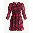 thumbnail image 6 of Time and Tru Women's Smocked Chiffon Mini Dress with Long Sleeves, Sizes XS-XXXL, 6 of 6