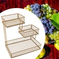 thumbnail image 6 of Fancyes Counter Basket Snack Display Tray Space Saving Container Multi Tier Living Room Fruit Tray Metal Wire Storage Basket gold, 6 of 8