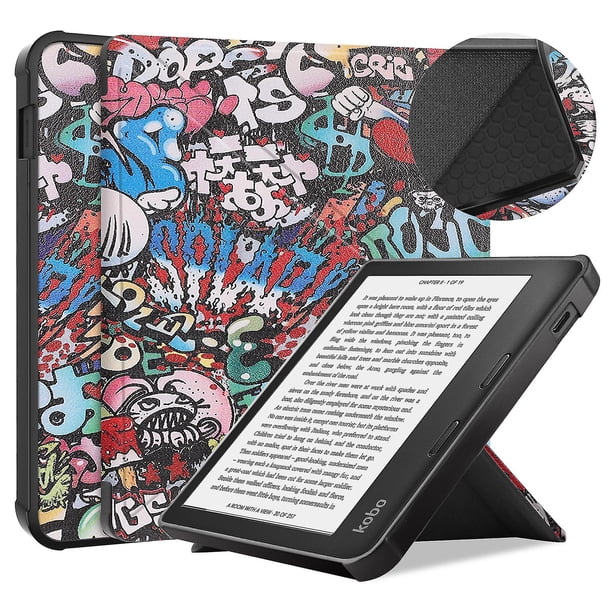 Estuche compatible con Kobo Libra 2 - Estuche tipo libro de piel sintética para lector de libros electrónicos