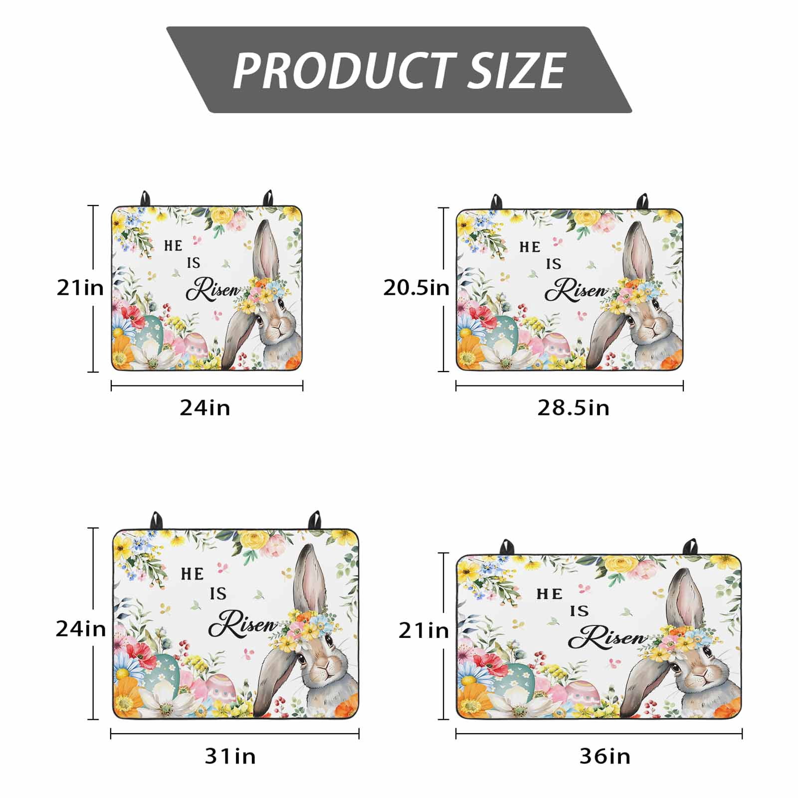 Easter Stove Top Cover for Electric Stove, Heat-proof & Non Slip Glass Top Stove Cover Protector, Easter Bunny Spring Watercolor He Is Risen Flowers Kitchen Flat Cooktop Rubber Mat 24x21 Inches