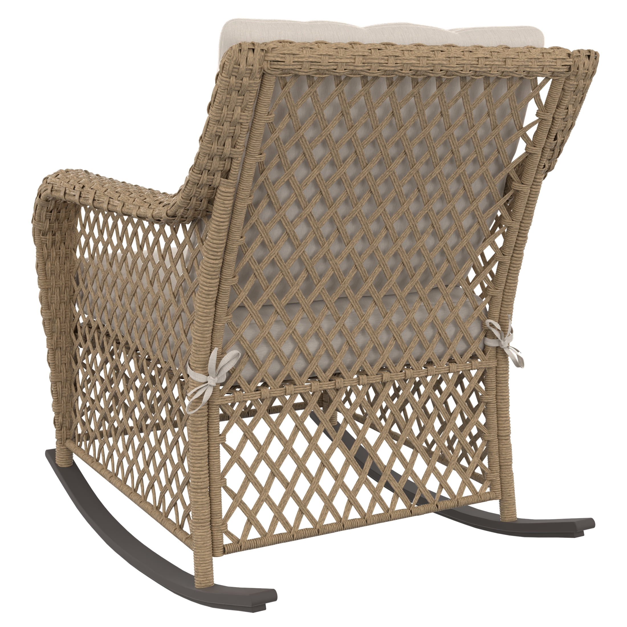 HOMETRENDS Belmont Steel Outdoor Rocking Chair with Cushions, Oatmeal