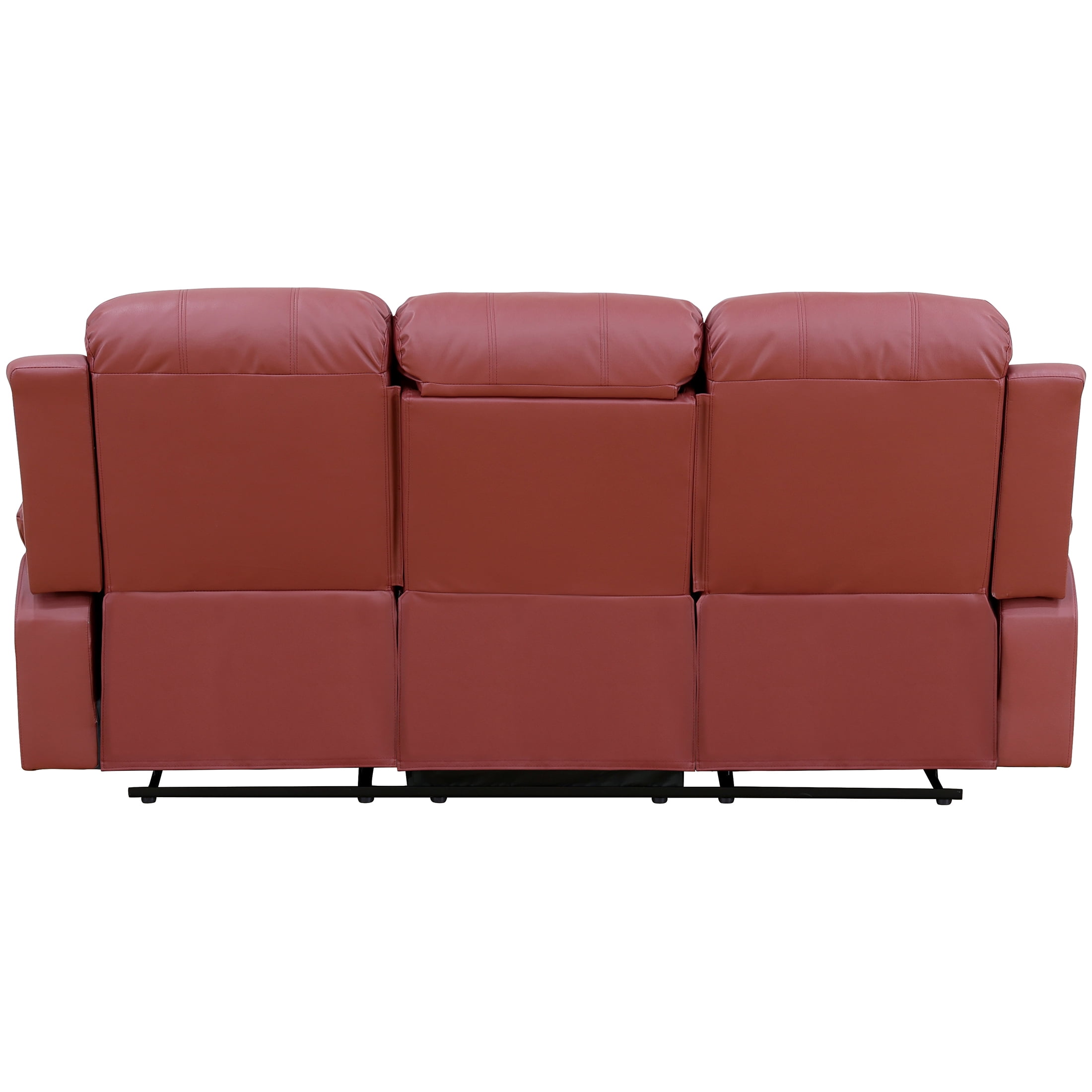 AUKFA 3 Seats Recliner Sofa Chair, Home Theater Sofa with Flipped Backrest and Cupholder, Red