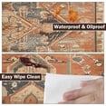 thumbnail image 4 of Vintage Round Fitted Tablecloth with Elastic Edge,Water-Resistant Wipeable Boho Brown Carpet Distressed Rust Dull Teal Tapestry Table Cover for 48-52" Stretch Table Cloth for Dinner Indoor Outdoor, 4 of 8