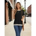 thumbnail image 7 of SHIBEVER T Shirts for Womens Tops Colorblock Summer Clothes Short Sleeve Trendy Crew Neck Blouses Ladies Clothing Pullover Black L, 7 of 7
