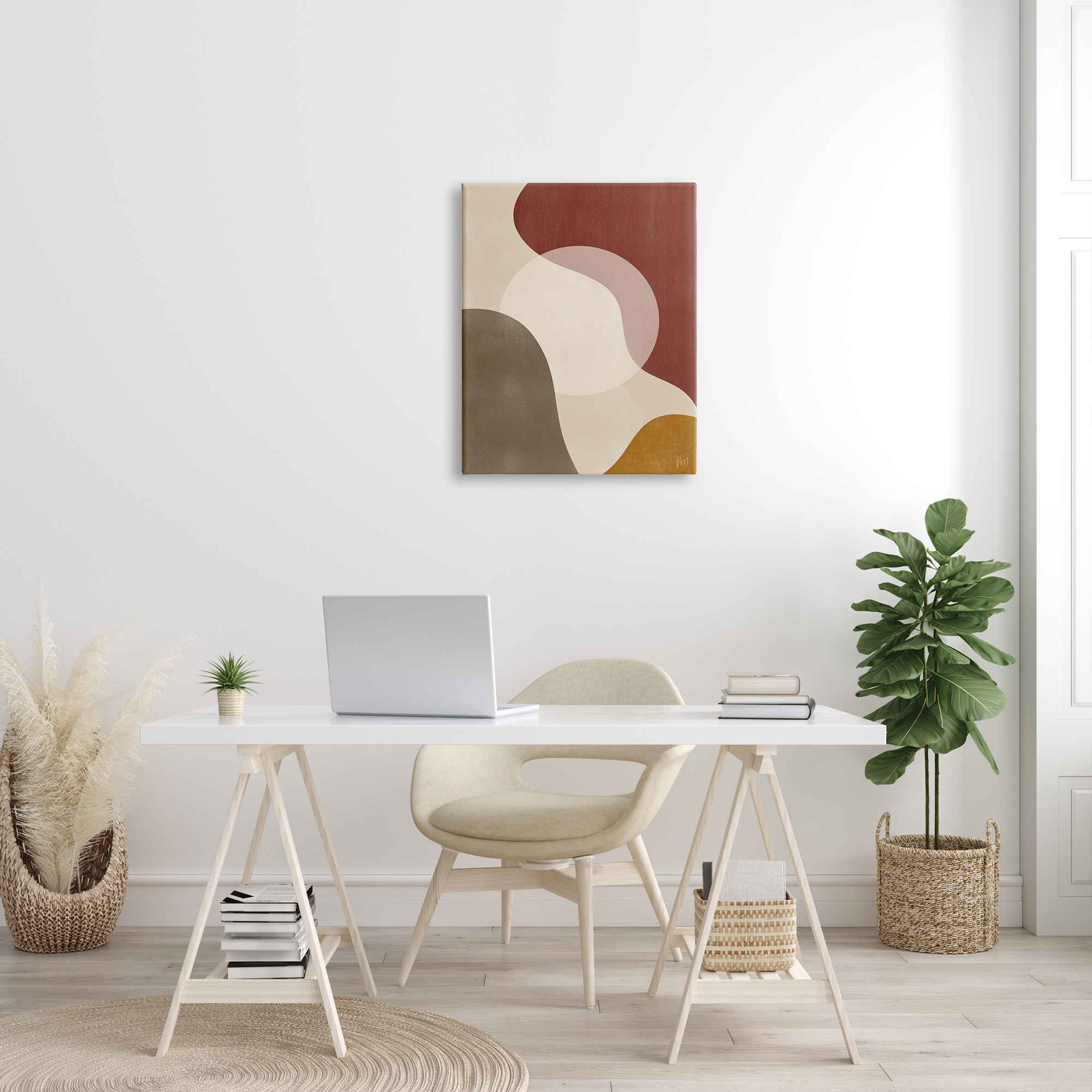 Stupell Indtries Colliding Worlds Abstraction Desert Sun Tones Brown Red,24 x 30,Design by Birch&Ink
