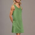 thumbnail image 6 of UVEASISHA Womens Eyelet Summer Dresses Sleeveless Crew Neck Mini Dresses Loose Casual Sundress with Pockets Green XXL, 6 of 10
