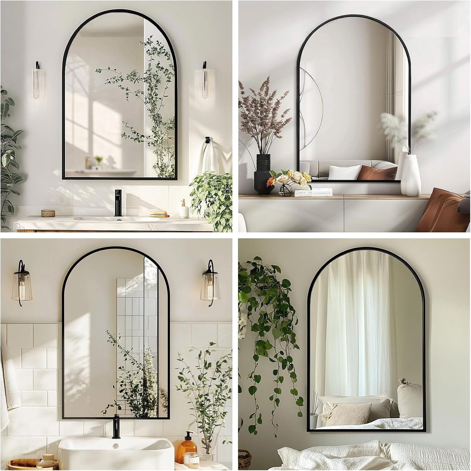 Mirstory 26.2"x 38.3" Arched Bathroom Mirror Wall Vanity Mirror, Black
