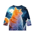 thumbnail image 4 of CCRFTGI Cute Shirts for Children Girls Size 6-7 Clothes for Teen Girls 3/4 Sleeve Trendy Animal Print Tops Casual Round Neck Tunic Tops Turquoise 12-13 Years, 4 of 4