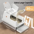 thumbnail image 4 of Caja de arena para gatos Eosarcu de acero inoxidable con tapa abatible XL, color blanco, 4 of 8