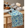 thumbnail image 6 of Table Runner Dresser Scarves 120 Inch Long, Marine Starfish Sea Conch on Wave Stripe Linen Dining Table Runners Ocean Nautical Anchor Rudder Tabletop Scarf for Wedding Holiday Party Kitchen, 6 of 7