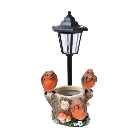 simhoa Flowerpot, Outdoor Statue with Solar Lights, Pretty Decoration, Handicrafts, Ornament, Resin Sculpture, Figure for Garden, Yard, Lawn