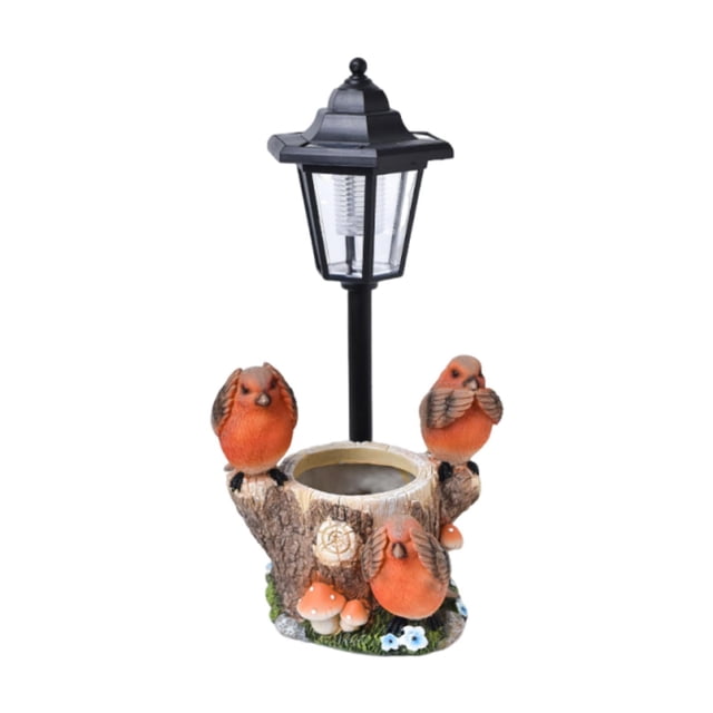 Estatua de Jardín, Maceta con Luces Solares, Artesanías Modernas, Figura Decorativa de Regalo, Escultura de Resina para Patio, Patio, Exterior.