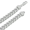thumbnail image 2 of Men's 9mm Chunky Rhodium Plated Flat Cuban Link Curb Chain Necklace, 24 inches, 2 of 7