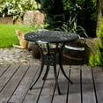 thumbnail image 5 of 30" Round Patio Table With Umbrella Hole, Cast Aluminum Antique Outdoor Bistro Table, Black. Weather-, Stable Ground Design Option Build, Legs, 5 of 5