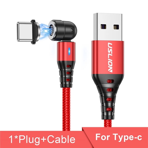 Cable magnético USLION 540 Rotate 5A, Cable Micro USB tipo C de carga rápida para iPhone Xiaomi, Cable cargador magnético, Cable USB Dengxun unisex