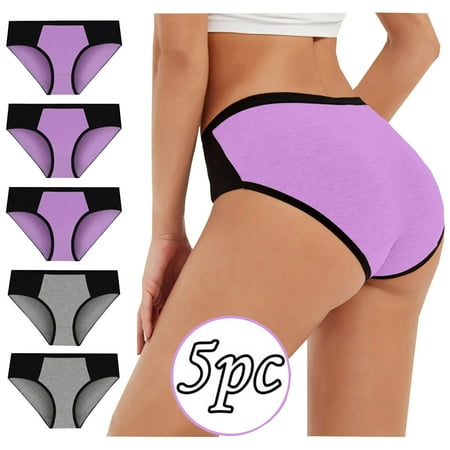 

thermal underwear for men long johns lingerie for women 5PC Women Solid Color Patchwork Briefs Panties Underwear Bikini Underpants