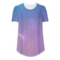 thumbnail image 6 of RYRJJ Womens T Shirts Short Sleeve Pleated Dressy Casual Crewneck Summer Tops Gradient Tie Dye Cute Tunic Eyelet Blouses(Navy Blue,S), 6 of 7