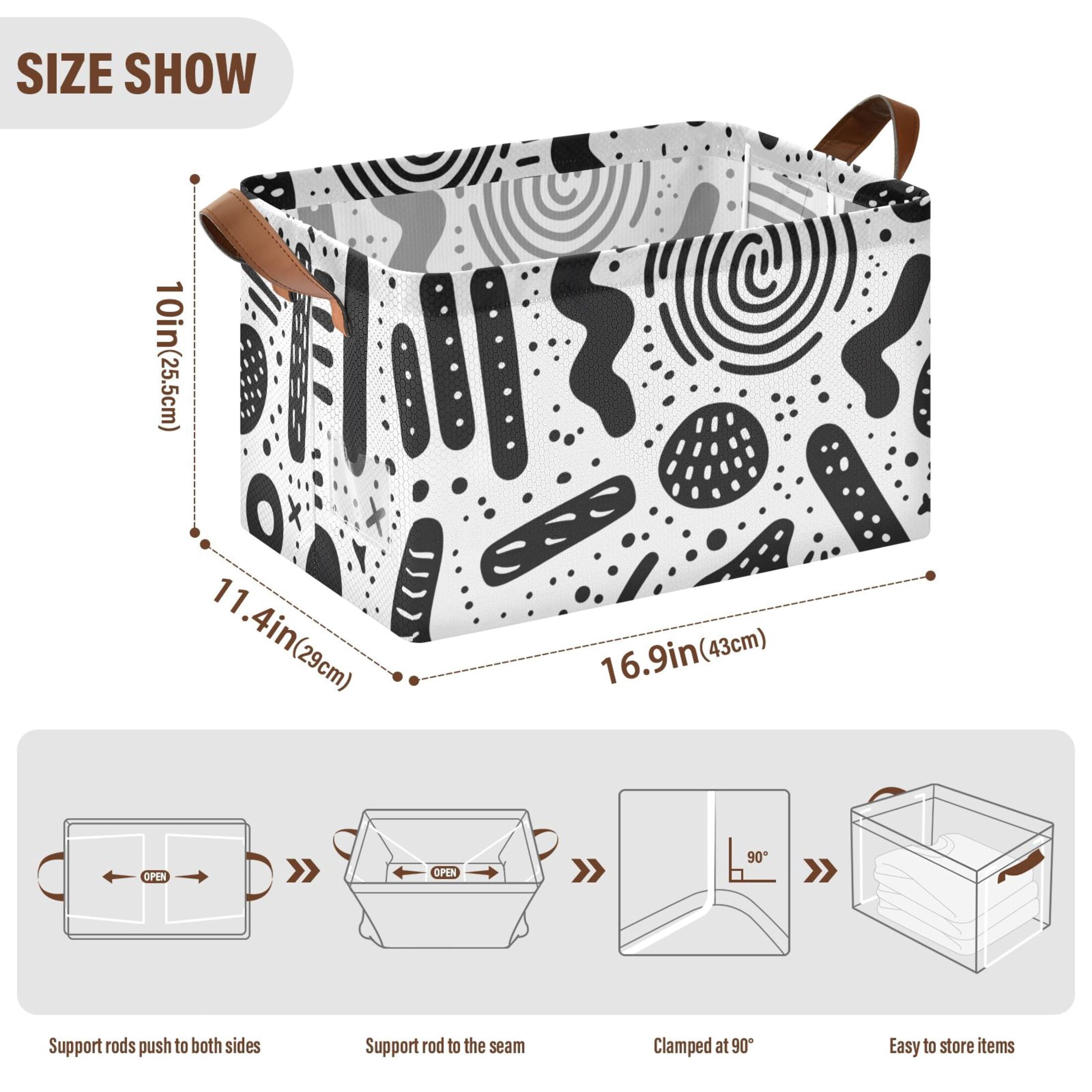 Ryvnso Black Graffiti on White Storage Bins Large Basket Foldable Cube Toys Organizer with Handles 2 PCs