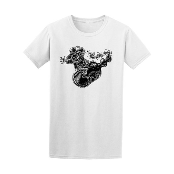Happy Skeleton Flying Bottle Tee Men's -Image by Shutterstock