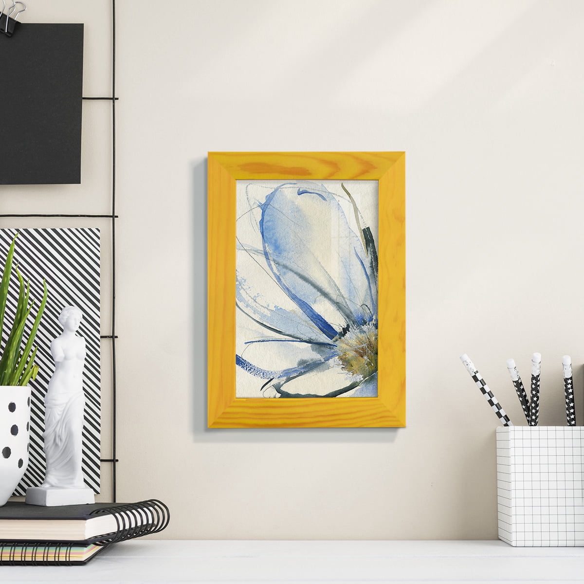 Cobalt & Paynes Petals I - Framed Print w/glass - Sunflower Yellow