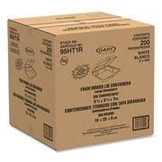 Dart 95HT1R Carryout Food Container, Foam Hinged 1-Comp, 9 1/2 x 9 1/4 x 3, 200/Carton