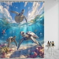 thumbnail image 2 of MIZHONA Ocean Beach Shower Curtain Coastal Sea Turtle Fabric Bathroom Curtain 60x72 in, 2 of 4