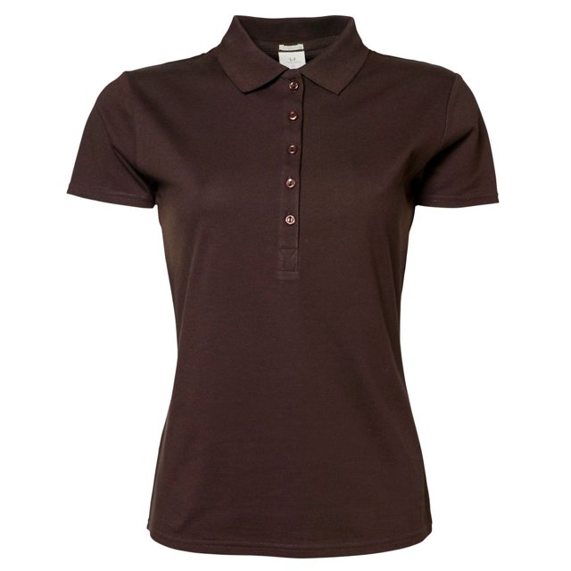 Tee Jays- Polo de manga corta Luxury elástico para mujer (Marrón chocolate)