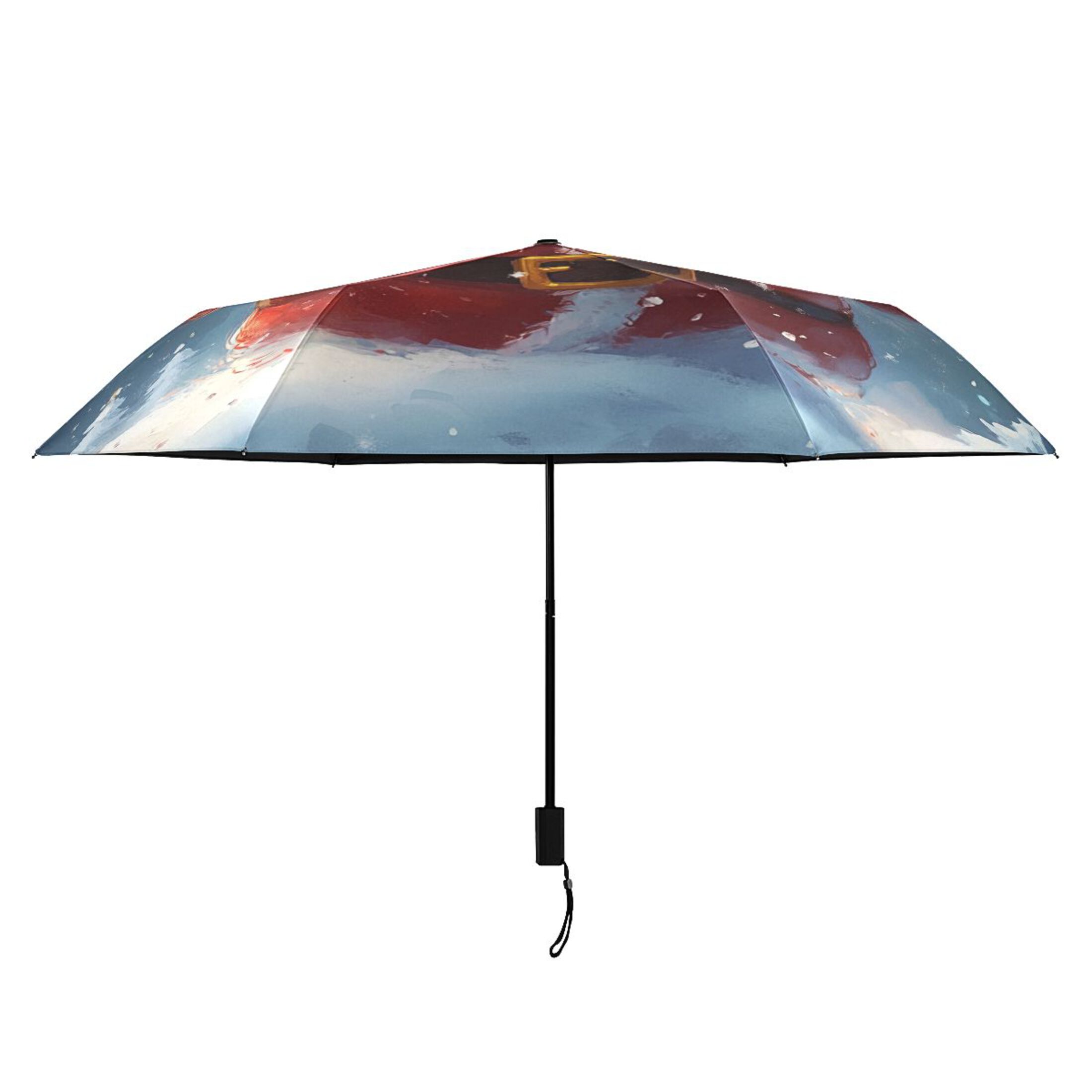 Funny Santa Claus Christmas Snow All Weather Umbrella Triple Folding Parasol 6 Ribs UV Protection Portable