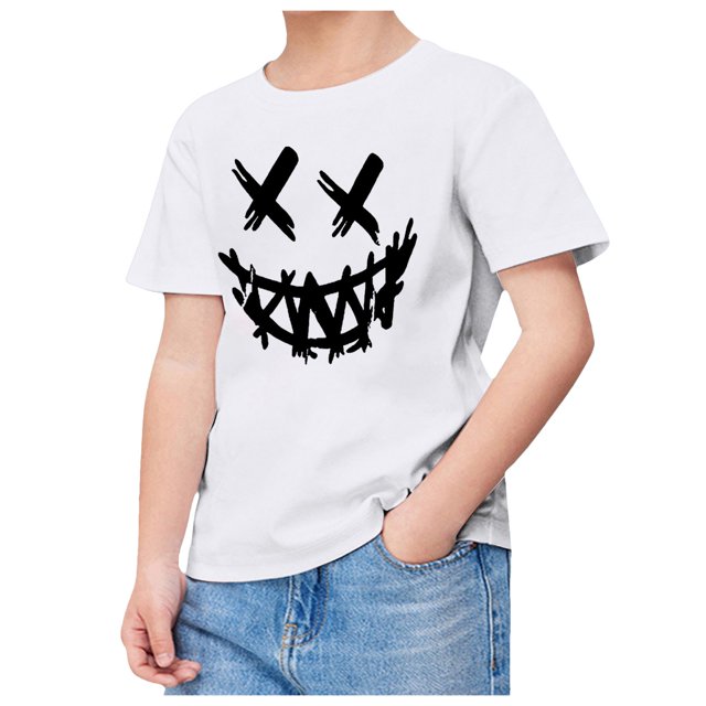 TZEWGL Cute Graphic Printed Short Sleeved Crewneck Solid Color Shirt For Kid Clothes For Kids size 12-13T