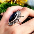 thumbnail image 2 of Handmade Marquise Labradorite Ring: Sterling Silver Boho Statement Ring, 2 of 10