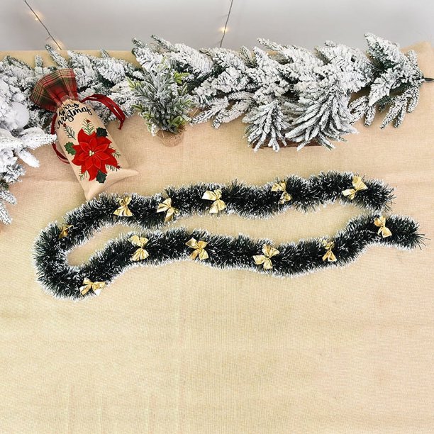 Suministros para fiesta de Navidad, corona de hierba para árbol de Navidad de 2M, cinta superior para barra, decoración de corona, alambre de metal de ratán verde