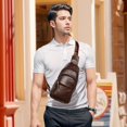 thumbnail image 5 of Kwuty Genuine Leather Sling Crossbody Bag,Fashion Chest,Casual Shoulder Bag for Men Women Work Travel Cycling（Brown）, 5 of 6